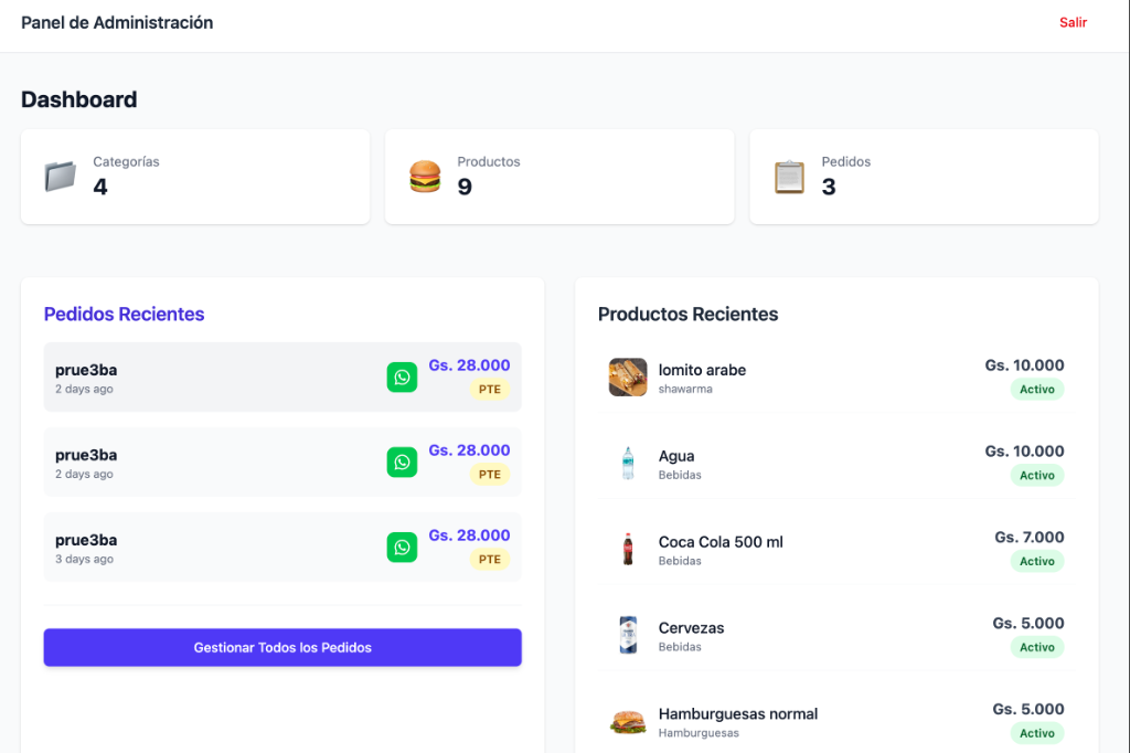 Panel Administrativo Professional